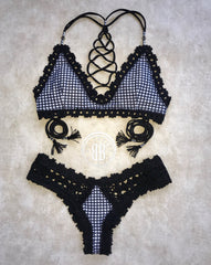 reversible gingham crochet bikini