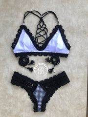 reversible gingham crochet bikini
