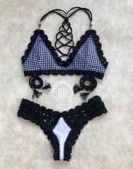reversible gingham crochet bikini