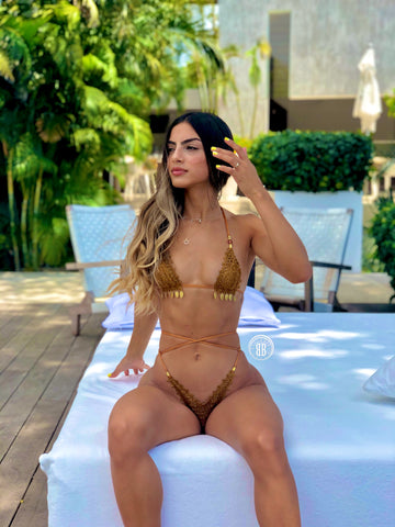 Golden Leaves  crochet bikini